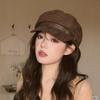 Warm Newsboy Hat Flat Top Women Octagonal Hat Casual Suede Berets  Autumn Winter