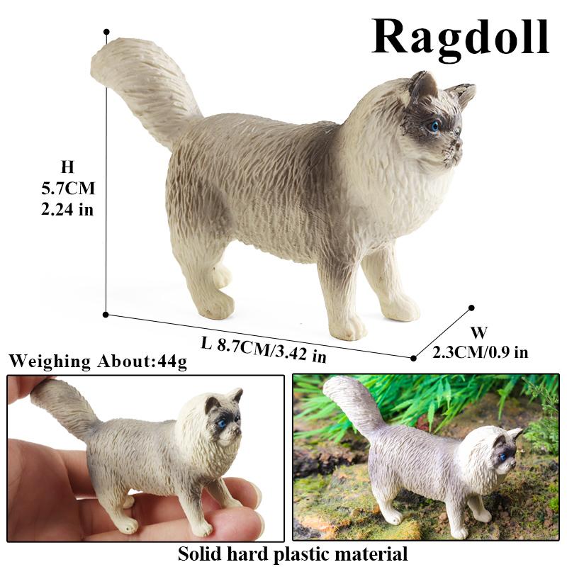 Oenux Cat Model Siamese Devon Rex Sphynx Ragdoll Persian Action Figure Cat Kitty Bobtails Figurine Cute Decoration Kids Toy Gift