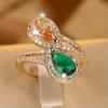 Роскошные зеленые кольца с кубическим цирконием в форме слезы для женщин, винтажные золотые кольца в стиле бохо для помолвки