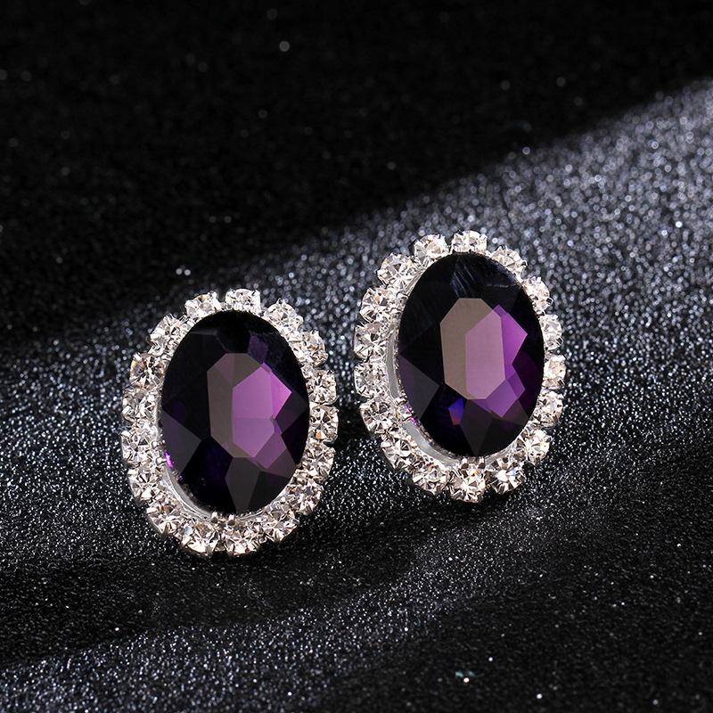 Oval Rhinestone Earrings for Women's High-grade Luxury Sparkling Crystal Earrings Earrings