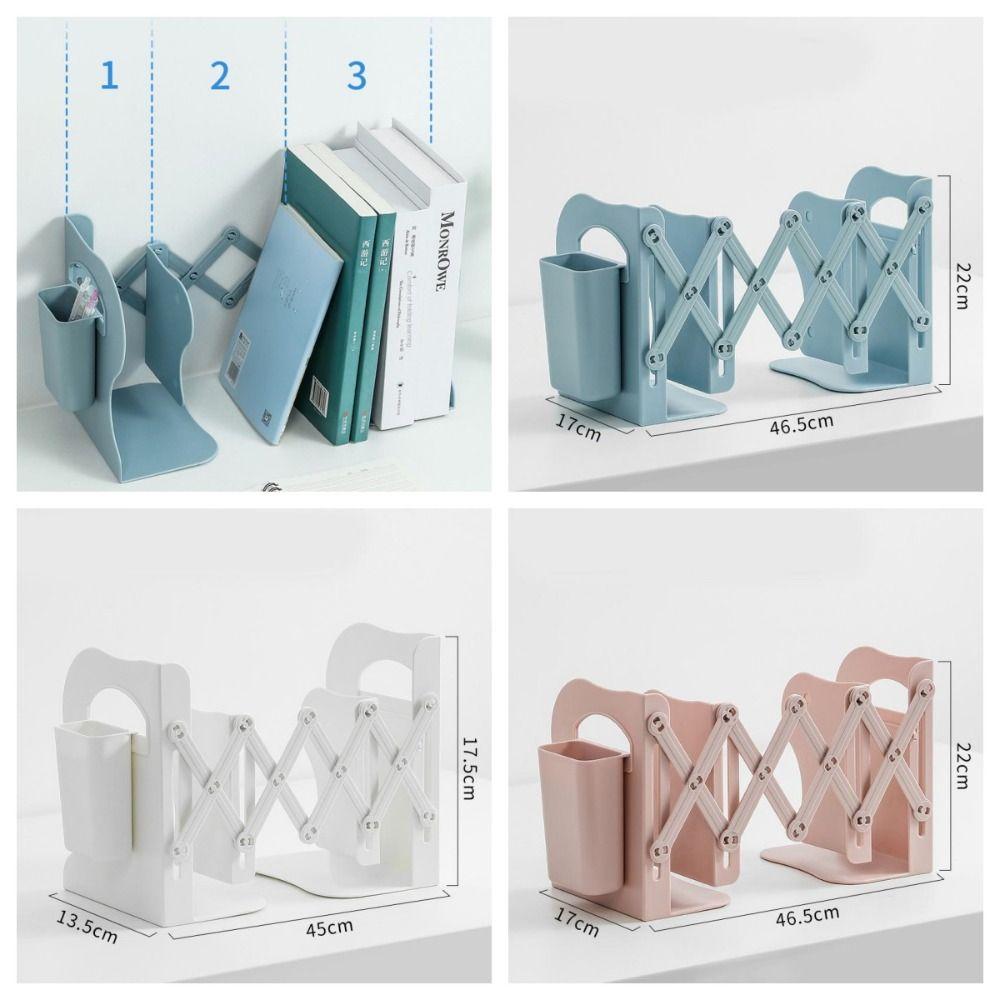 with Pen Holder Adjustable Bookshelf Save Space Divider Book Stand Book Support Stand