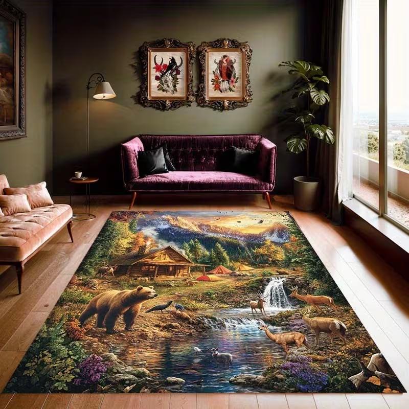 Large Carpet Modern Animal and Plant Floor Mat Most Suitable for Living Room Bedroom Office Decoration Suitable for Home Decor
