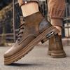 2025 New Genuine Leather MEN'S BOOTS with Retro Style Leather Boots Thick Soles Wear-resistant MEN'S High Top Casual Shoes