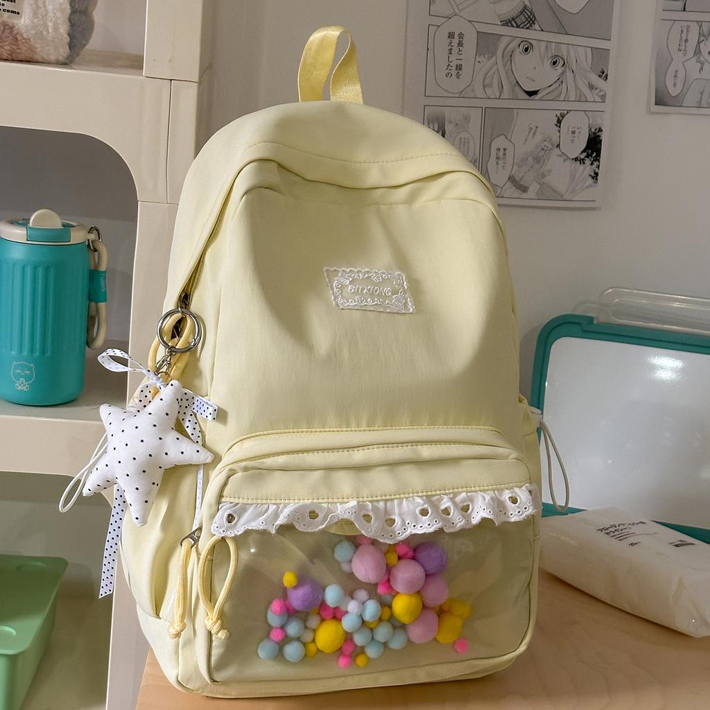 Schoolbag New Japanese Girls Backpack Fresh and Versatile Junior High School Student Lace School Bag Large Capacity Casual Going Backpack