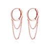 SLUYNZ 925 Sterling Silver Dangle Earrings Tassel Women Teen Girl Minimalist Hoop Drop Earrings Chain Rose (B Gold)