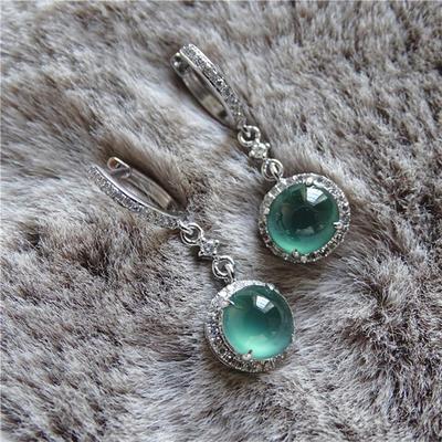 Оригинальный дизайн серьги из натурального зеленого халцедона с бриллиантами, благородный свет роскошный шарм женские брендовые украшения