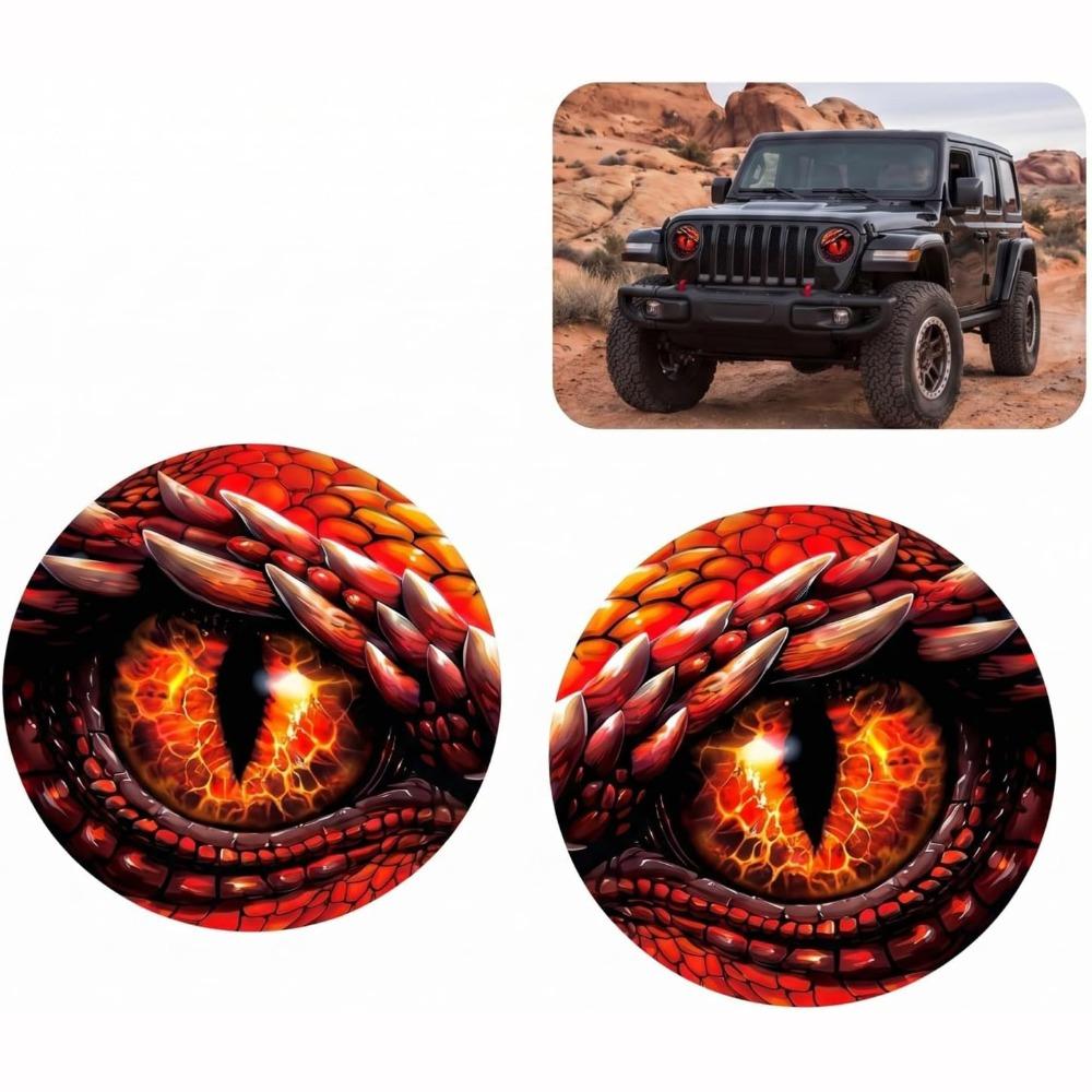 2PCS 3D Stereo Design Car Headlight Decals Car Exterior Decor for Off-Road Vehicles