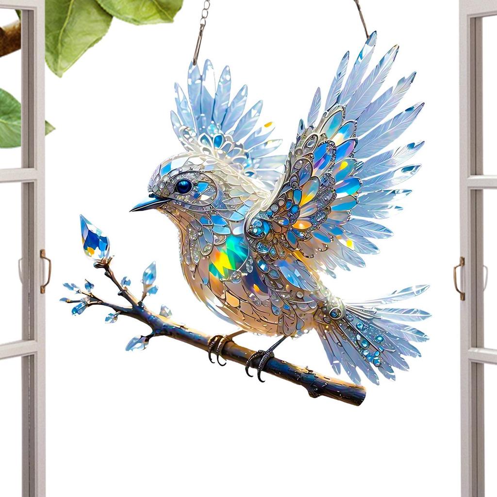 2D Красивая птица Витраж Подвеска Птица Арт Подвеска Для Кухни Гостиной Хрустальная Синяя птица Украшение
