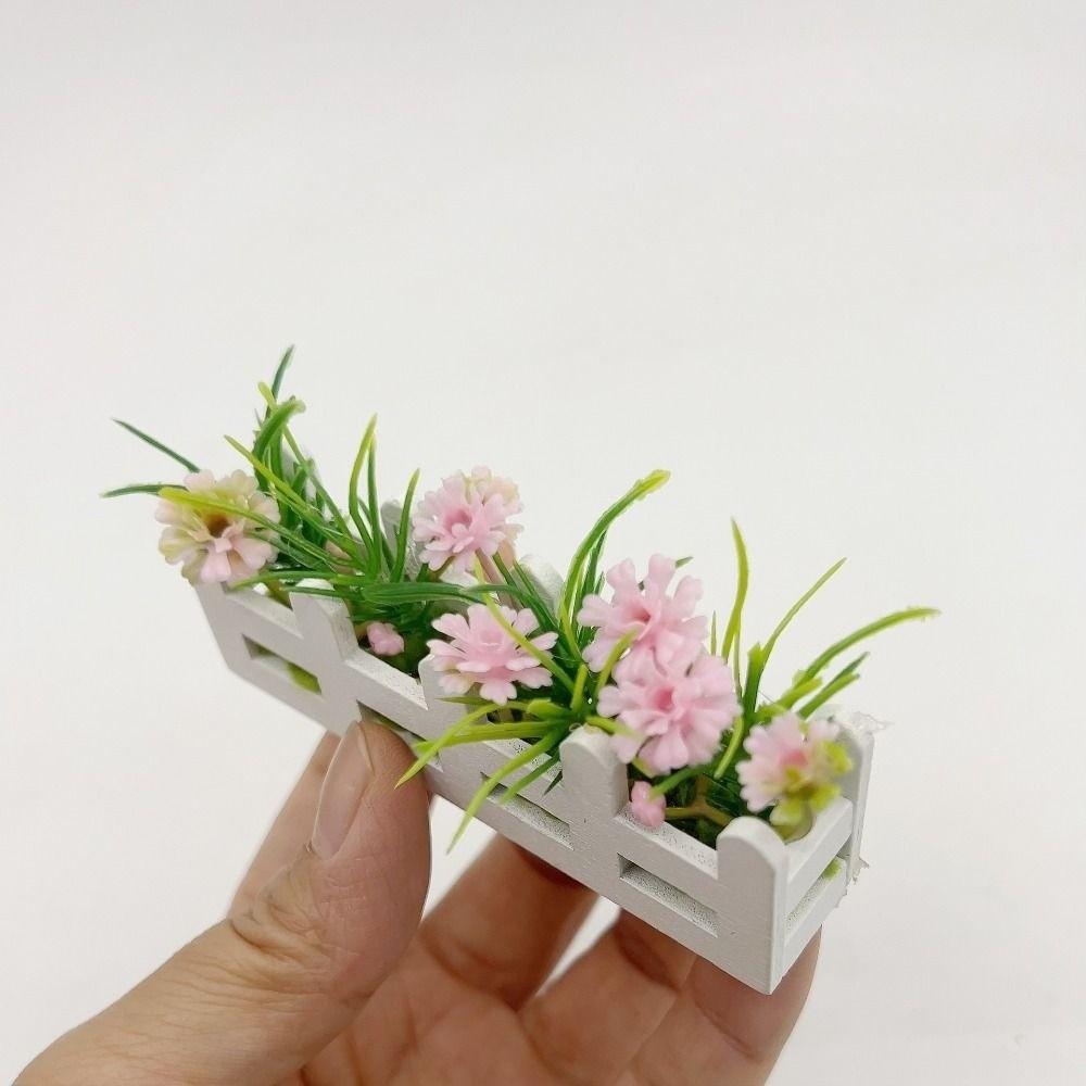 1:12 Scale Flower Fence Decor Lifelike Miniature Potted Plants Toys  Doll House Decor