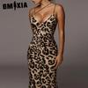 GMXIA Women's Fashion Summer Spring Leopard Print Suspenders Sleeveless Casual Dresses