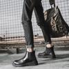 Модные мужские ботинки челси, осенне-весенние рабочие ботинки на платформе с высоким берцем в стиле ретро, ​​студенческие прогулочные черные ботинки, повседневная обувь