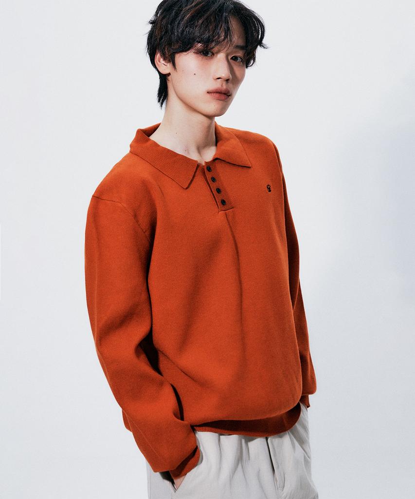 SOMEPLACE MAN Basic Rugby Single Collar Soft Knit Sweatshirt_3 Colors