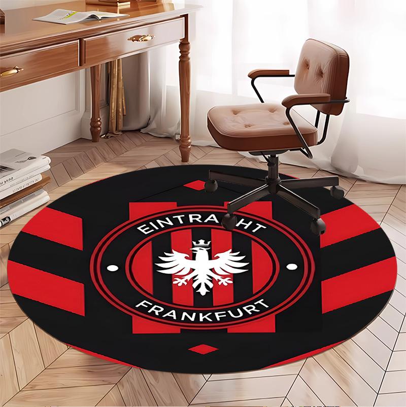 Eintracht Frankfurt Pattern Round Rug, Indoor/Outdoor Mat, for Picnic, Gameroom, Bedroom, Office, Living Room, Home Decor Carpet, Birthday Gift
