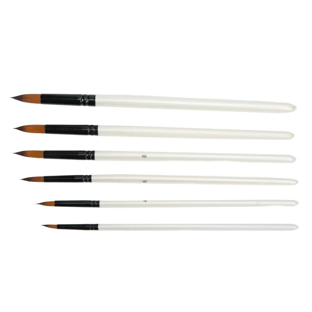 6pcs 6 Sizes Paint Brush Set Fine Detail Tip Oil Paint Brush Tips Fine Detail Tip