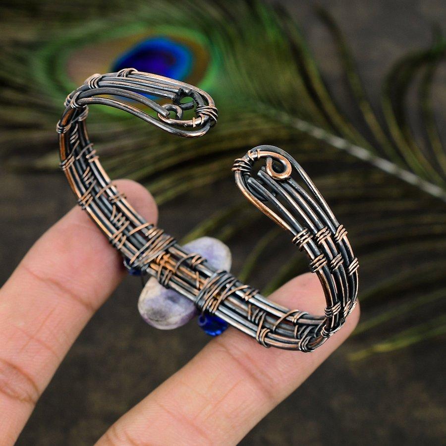 Натуральный русский чароит, драгоценный камень, медная проволока, регулируемый браслет-манжета d5t54