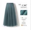 Womens Solid Pleated Elegant Midi Elastic Waist  Skirt