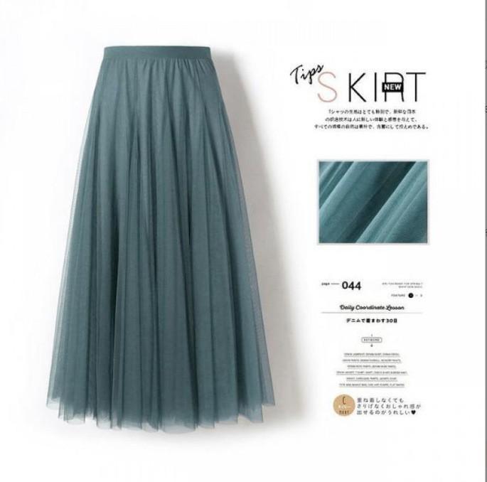Womens Solid Pleated Elegant Midi Elastic Waist  Skirt