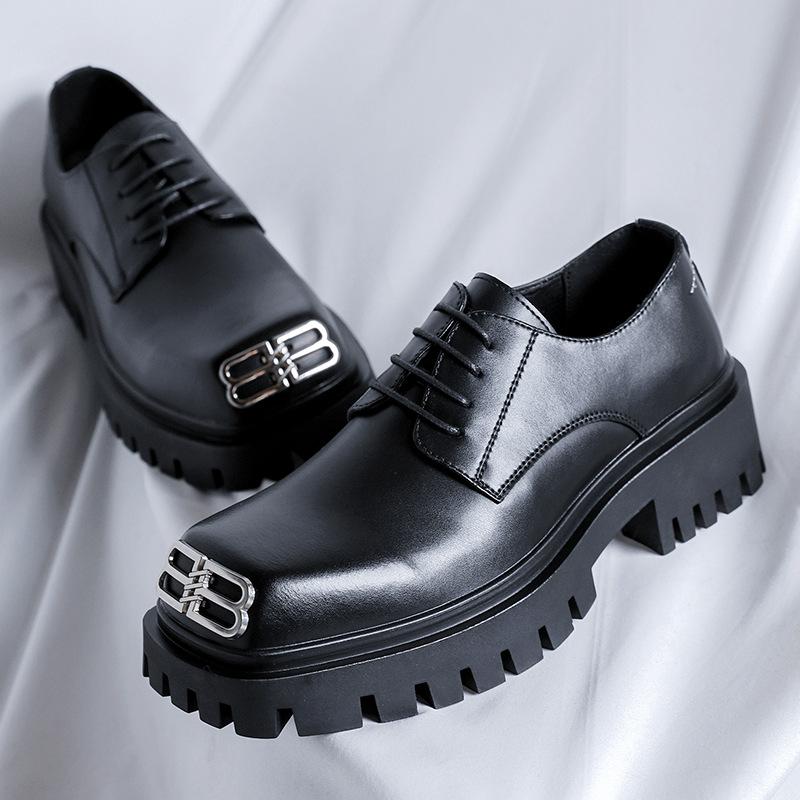 Модная мужская повседневная кожаная обувь Модные туфли дерби Квадратный носок Трендовая дизайнерская обувь для мужчин Кроссовки на шнуровке Толстая подошва Обувь на высокой подошве