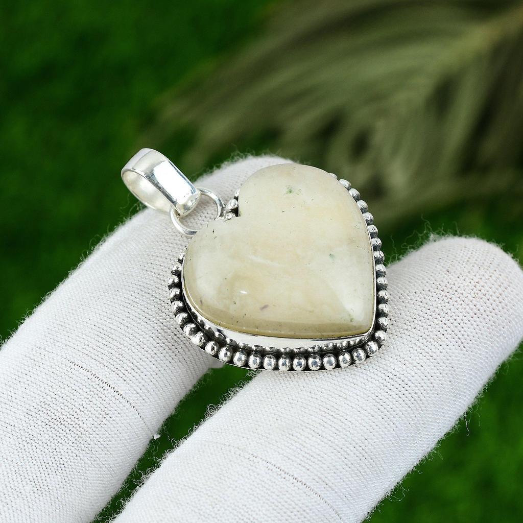 Birthday Gift For Her Natural Scolecite Gemstone Pendant 925 Sterling Silver