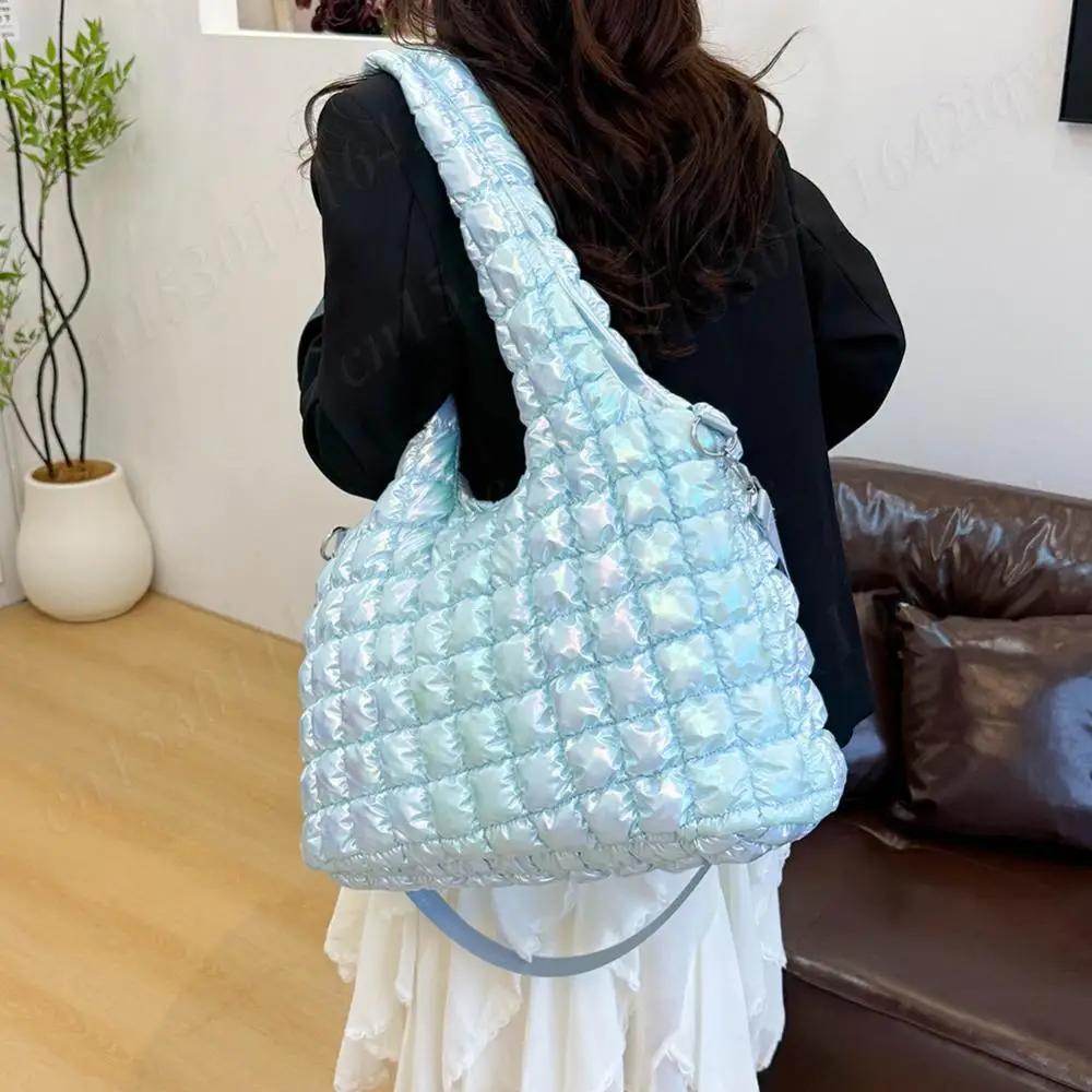 Стеганая сумка-тоут большой вместимости, сумка-хобо на плечо, пуховик, сумки с сетчатой простежкой, дорожные сумки с верхней ручкой, женские сумки через плечо
