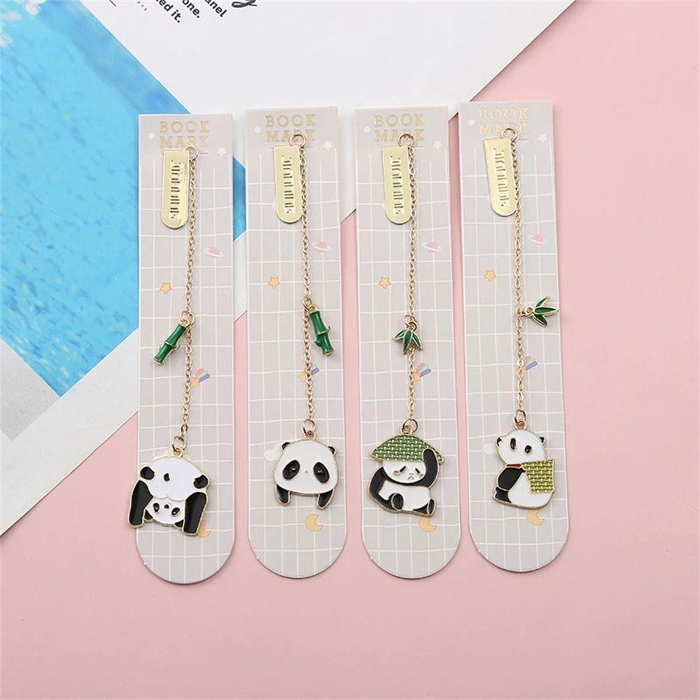 Reading Book mark for Pages Student Cute Paper Clip Metal Bookmark Panda Pendant Panda Bookmark