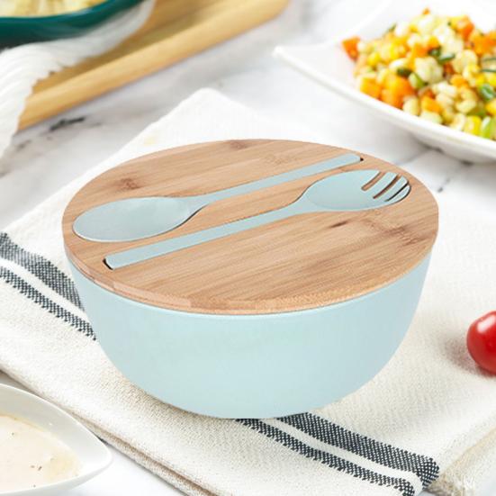 Салатница на 3340 мл с крышкой, вилкой, ложкой, экологически чистый большой набор для сервировки салата из бамбукового волокна для домашней кухни, легкая миска для смешивания салатов, фруктовых макарон