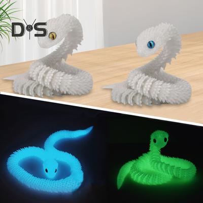 3D-украшение в виде змеи, модель животного, реалистичный вид, светящийся эффект, креативная забавная 3D-печатная игрушка-змея с гибкими суставами