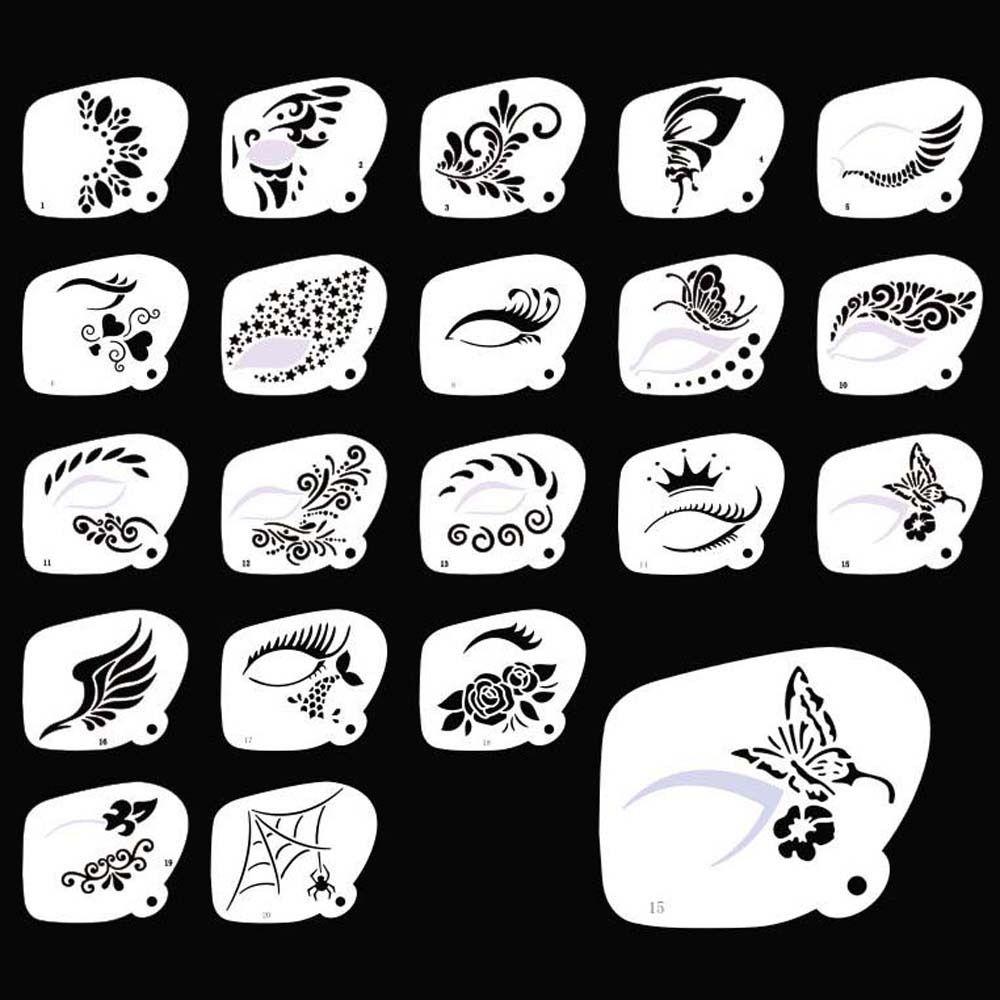 Трафареты для рисования на теле с выемками, множество шаблонов, инструменты для самостоятельного макияжа, шаблоны для вечеринки