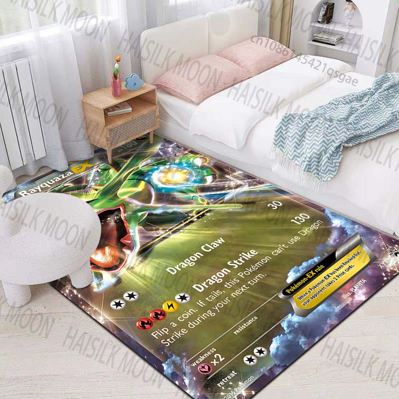 Multiple styles Pokémon Rayquaza Cards Print Carpet for Living Room Bedroom Kid's Room Home Decor Area Rug Sofa Cloakroom Mat