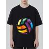 Black T Shirt with Colorful Volleyball Print for Casual Wear