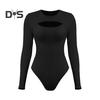 Женское боди, сексуальное, облегающее, с длинными рукавами, с круглым воротником, сплошной цвет, эластичный, дышащий, мягкий осенний женский женский купальник, топ, женская одежда