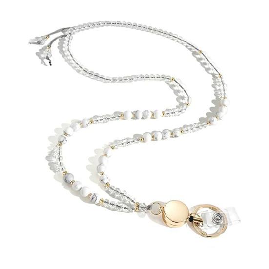 Натуральный камень искусственный кристалл держатель для карт регулируемый ID шнурок женский ручной работы бисер