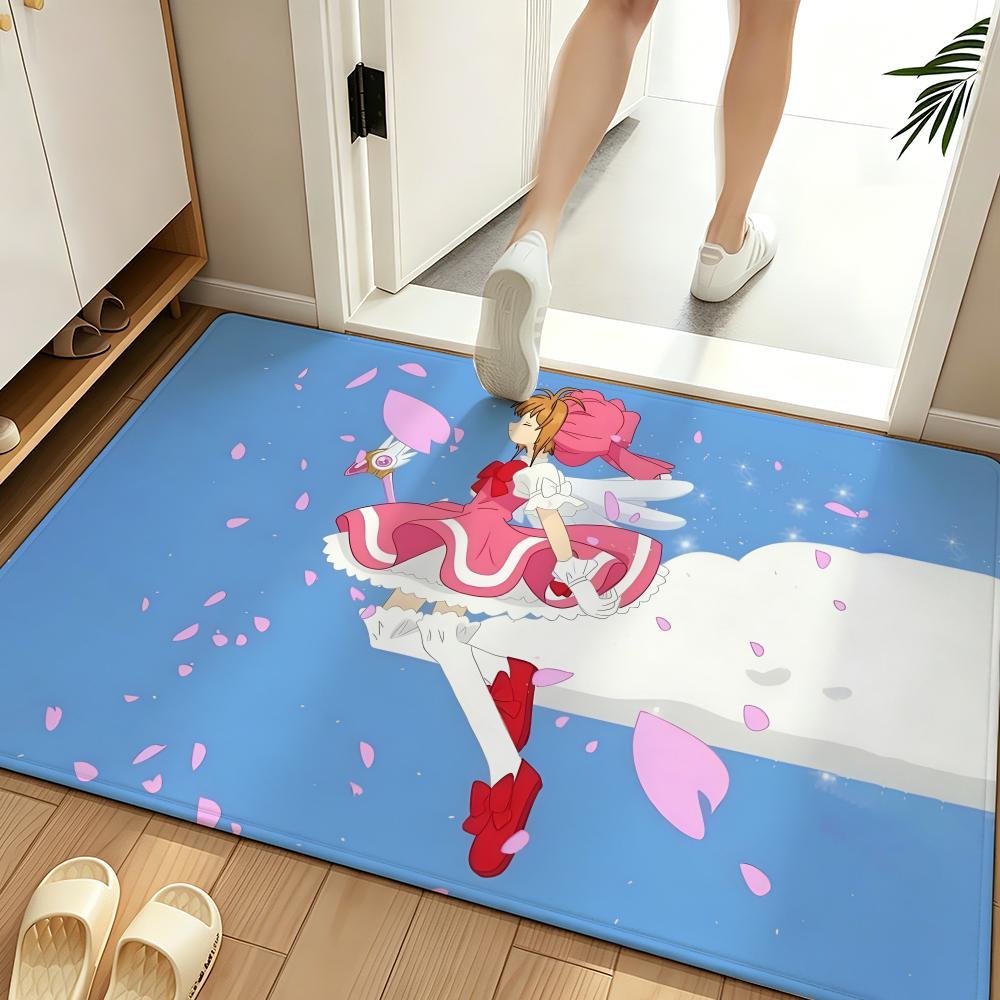 Anime C-Cardcaptor S-Sakura Floor Mat Soft Flannel Floor Mat Suitable for Entryways, Living Rooms, Bedrooms, and Bathrooms