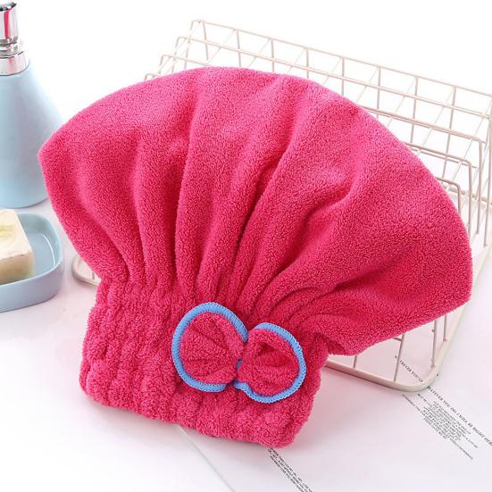 Hair Drying Hat with Elastic Band Super Absorbent Quickly Dry Thickened Less Frizz Bow Decor Hair-drying Cap Drying Head Wrap