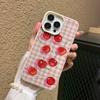 Розовый клетчатый чехол для мобильного телефона с вишнями для iPhone17ProMax Apple 16 полноразмерный противоударный защитный чехол 11