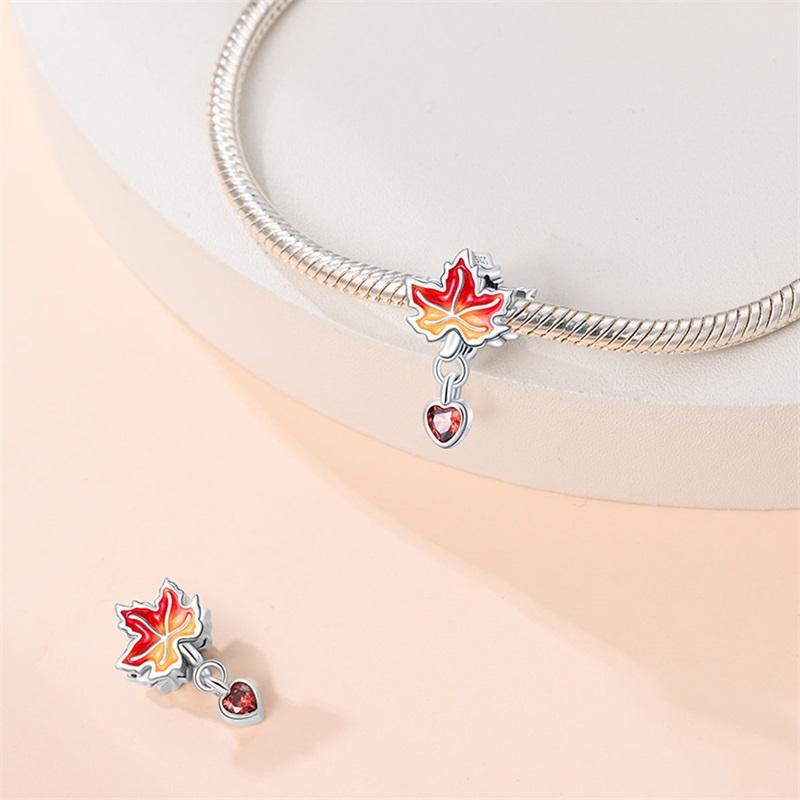 925 Silver Autumn Harvest Series Squirrel Maple Leaf Pumpkin Charms Pendants Fit 925 Bracelets DIY Jewelry