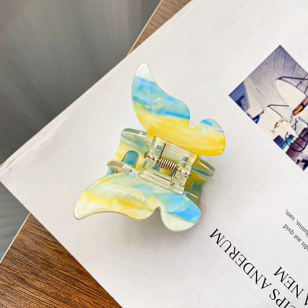 Красочные ретро заколки для волос в виде краба, акриловые милые заколки в виде акулы, элегантные заколки-бабочки, ежедневные