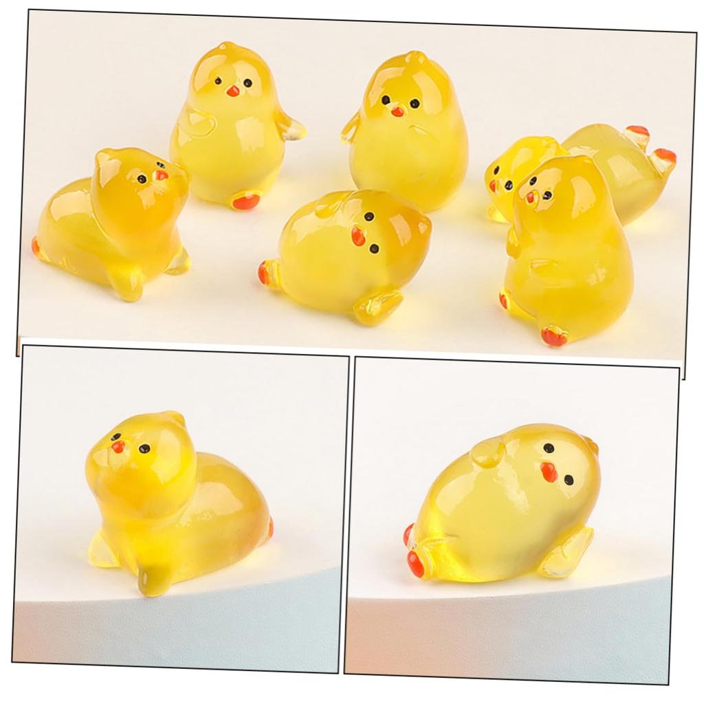OATIPHO 15 штук Светящийся маленький толстый цыпленок цыпленок Мини цыпленок Светящиеся маленькие цыплята Кукольный цыпленок Моховой пейзаж цыпленок издание Пасха