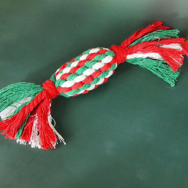 Christmas Pet Cotton Rope Toy Set Cane Interactive Dog Toy Bite Resistant Molar with High Quality Dog Toys for Christmas Gift