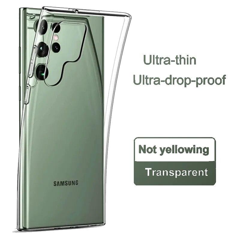 Ультратонкий тонкий прозрачный силиконовый чехол с кристаллами для Samsung Galaxy S24 Ultra S22 S21 S23 FE Мягкий однотонный прозрачный противоударный чехол