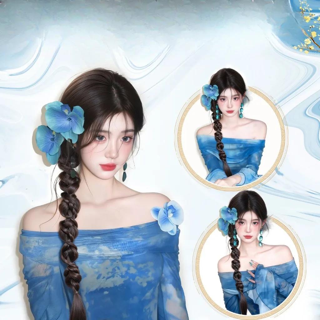 70см Парик-хвост в китайском стиле из синтетических плетеных волос для женщин, длинный, двойной скрученный, боксерские косы, наращивание волос