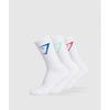 Gymshark Носки Crew Socks 3pk Pop Turquoise Coral Red Barbell Blue I3a3p Udgt