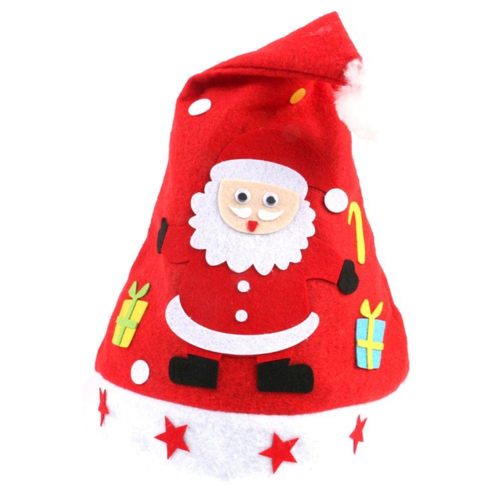Non-woven Fabric DIY Christmas Hat Toy Santa Claus Kriss Kringle Hat Kids Xmas Arts Hats Toddlers