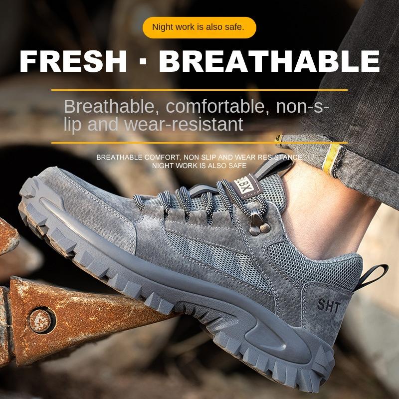 Labor Insurance Shoes Are Smash-proof and Puncture-proof, Summer Mesh Breathable Men's Comfortable Safety Shoes