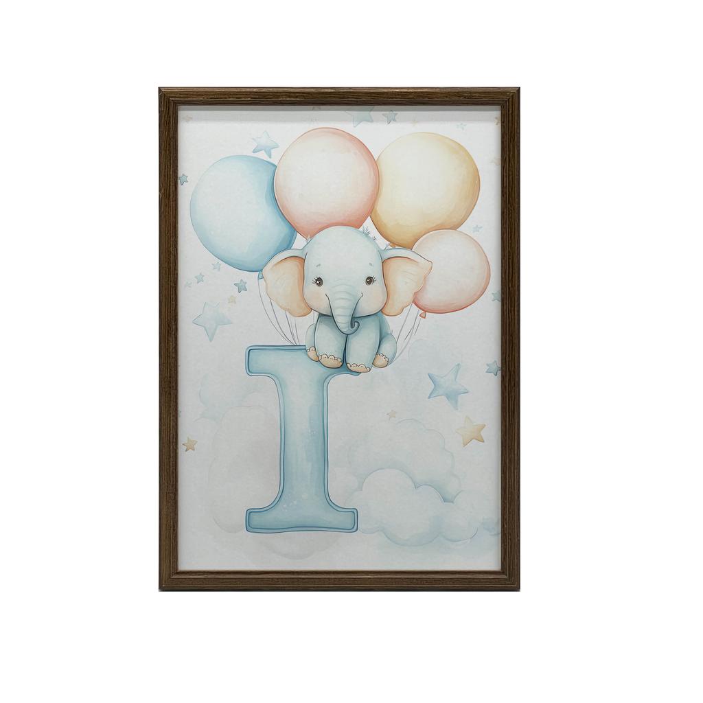 Poster Elephant On the Letter I Poster Elephant On the Letter I, 70X100 Cm, Frameless, Premium Canvas On Stretcher