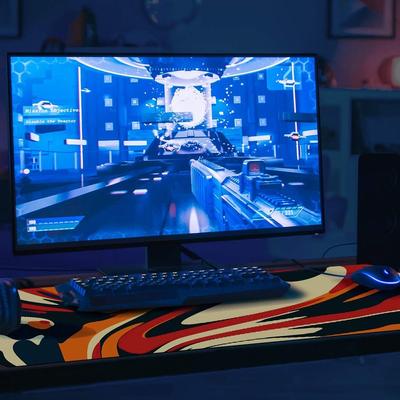 Красочный игровой коврик для мыши с линейным узором, настольные коврики 35,4 x 15,7 дюймов, настольный коврик для дома