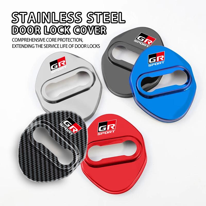 OKBY5 For Toyota 4PCS Car Door Lock Cover Stainless Steel Protection Accessories Camry Highlander C-HR Hilux Vios Rav4 Prius Yaris TRD