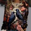 2024 New Women Halloween Crow Printed Casual Sweatshirt Round Neck Casual Basic Loose Fashion Women Designer Style