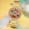 Unique Rotable Design Women Watches Fashion Stainless Steel Gold Dial Casual Quartz Wrist Watch Women Waterproof Party Gift