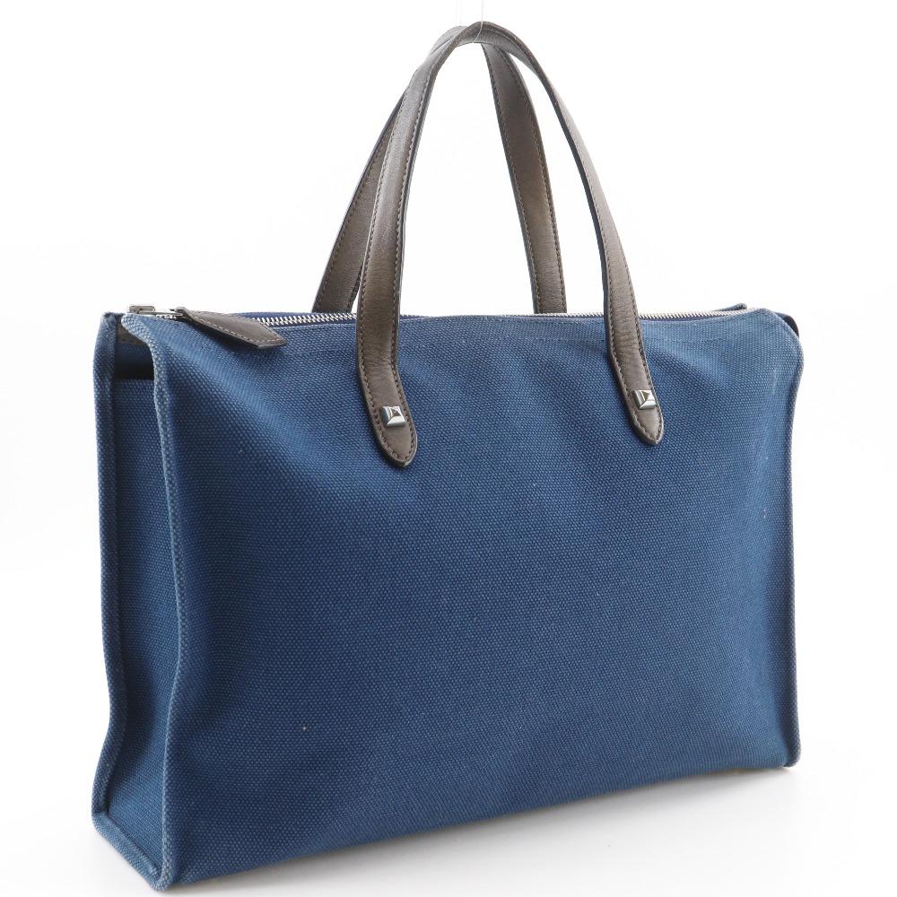 HERMES Kavasmira PM Handbag MedorHardware Navy blue canvas unisex Used